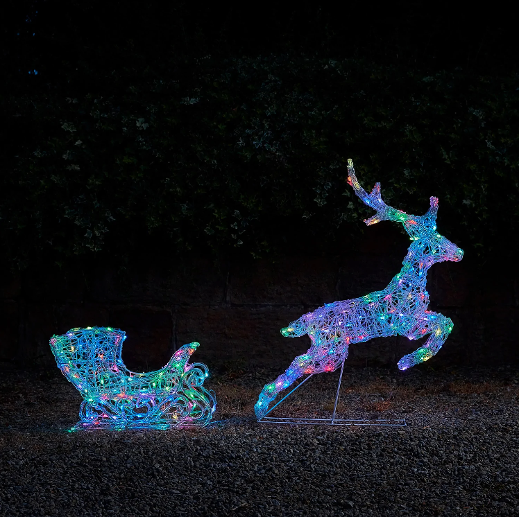 Smart Control Lighting Reindeer and Sleigh Christmas Decoration- Solar energy storage function