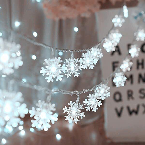Christmas lightssnowflake string lights 19 6 ft 40 led fairy lights battery operated waterproof for xmas garden patio bedroom party decor indoor outdoor celebration lighting warm white