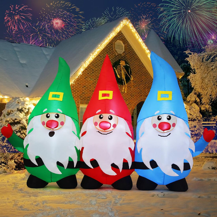 Christmas Inflatable 7.5FT Three Gnome Inflatables Outdoor Decorations Cute Inflatable Gnome
