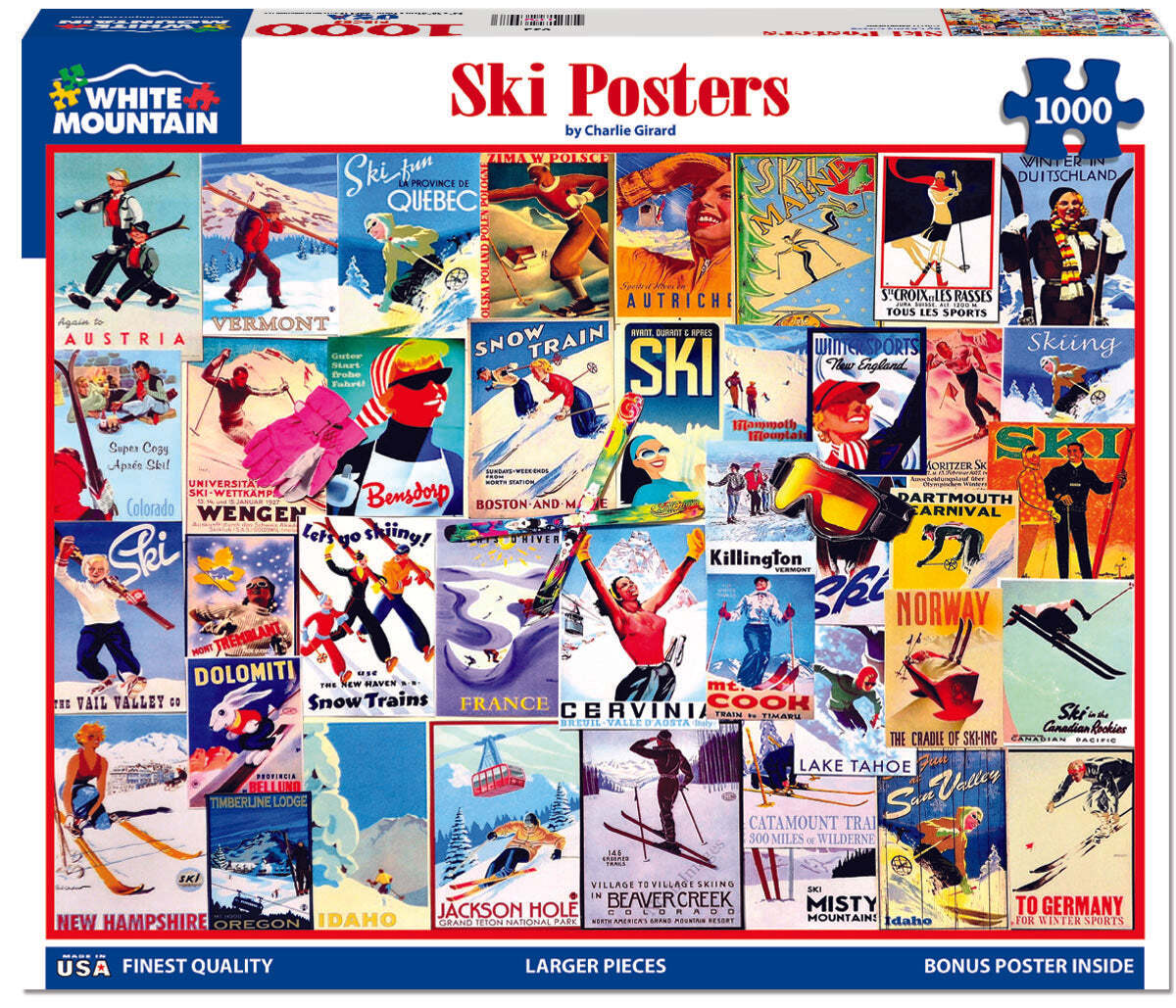 Ski Posters (932pz) - 1000 Piece Jigsaw Puzzle