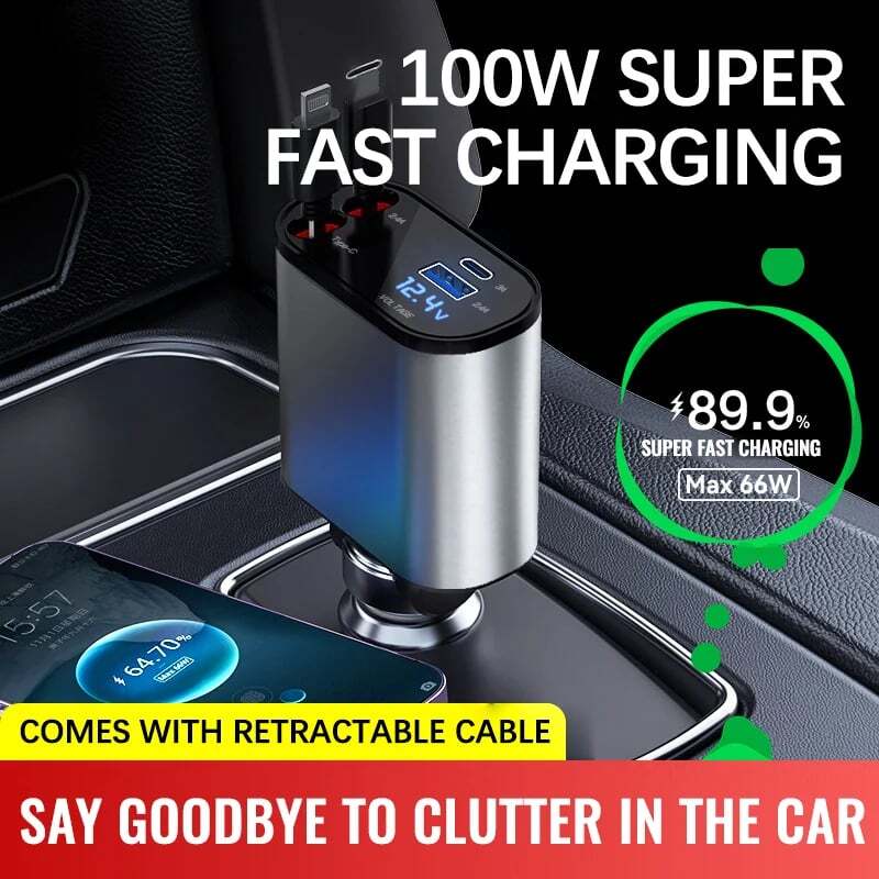 🔥Hot selling🔥100W Super Fast Charging Metal Car Charger