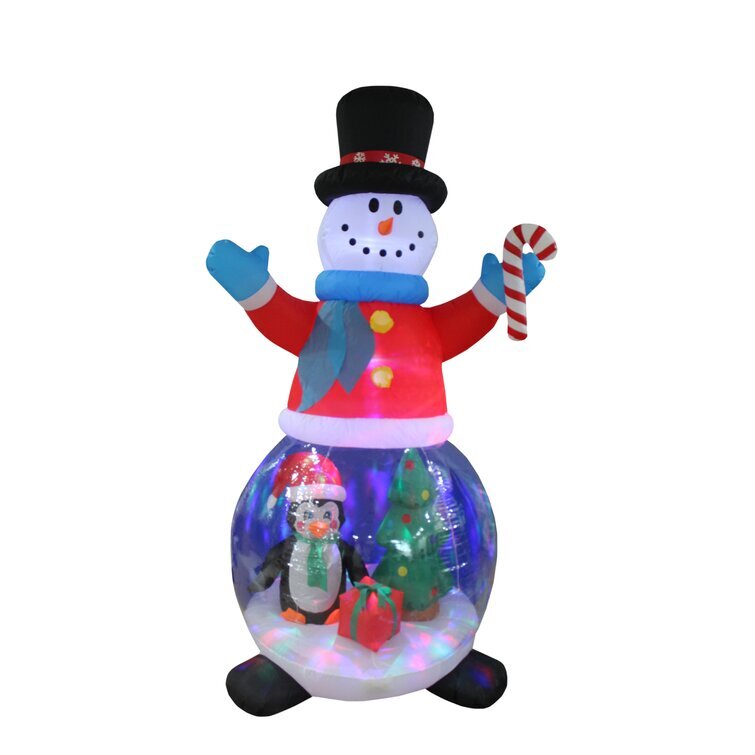 Snowman Globe with Penguins, Gift Box, and Tree Yard Christmas Inflatable