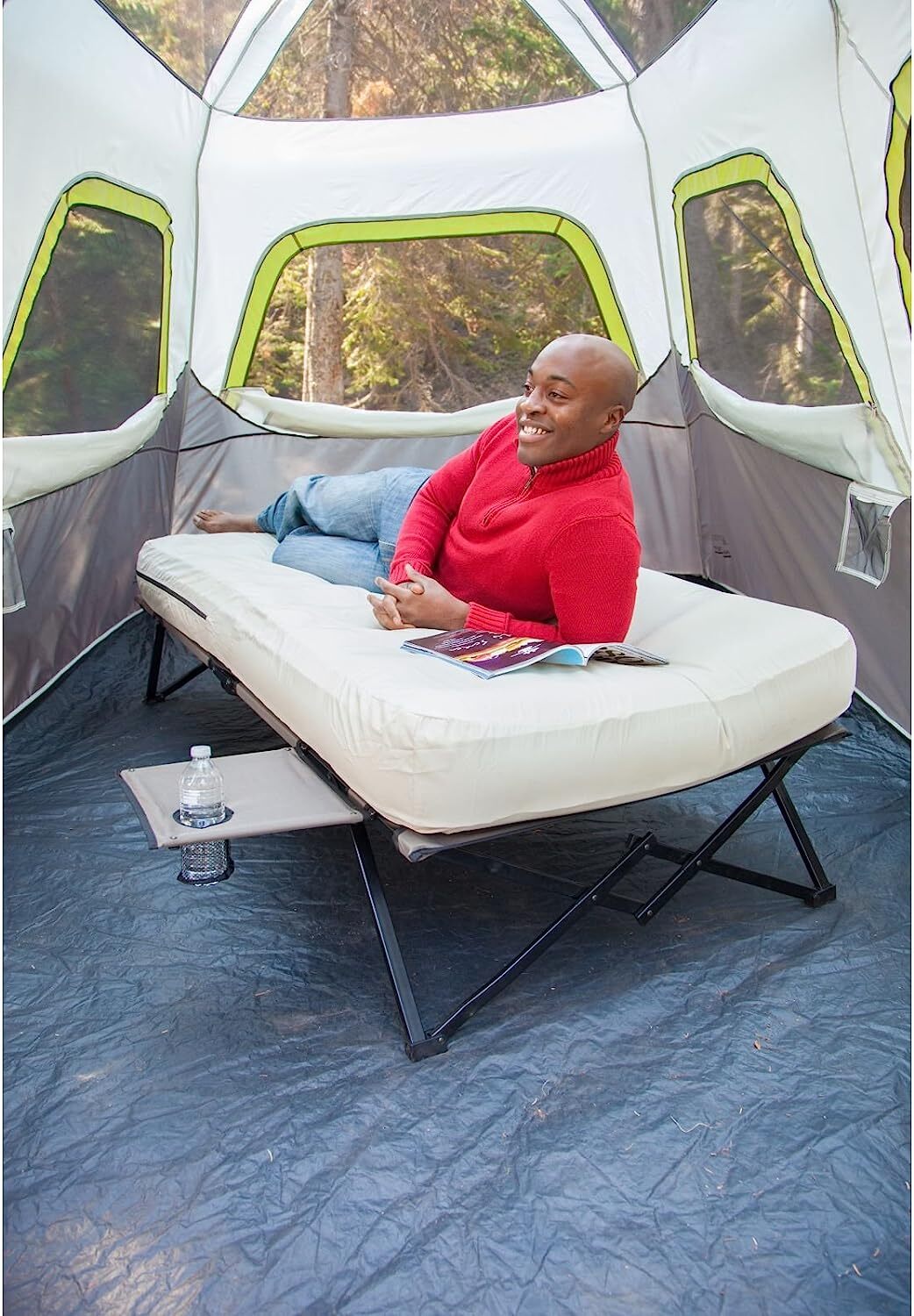 Camping Cot, Air Mattress, and Pump Combo, Folding Camp Cot and Air Be