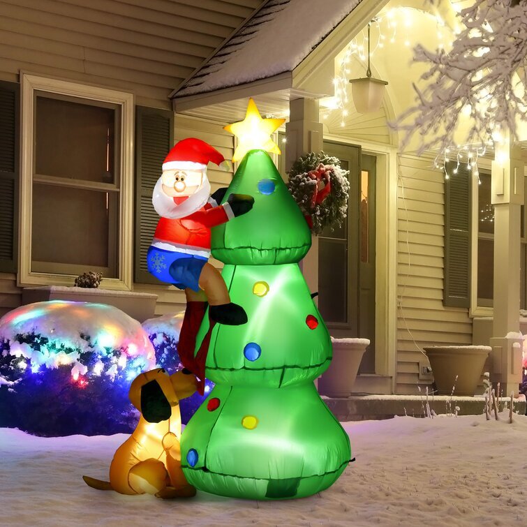 Christmas Tree with Santa Claus Dog Inflatable