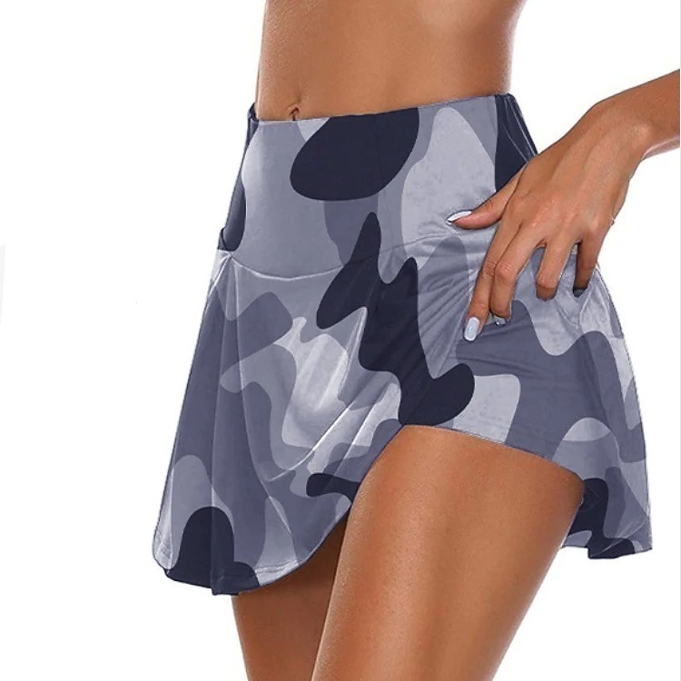 Women's 2 in 1 High Waist Athletic Skirt Running Skirt Plus Size Athletic Bottoms Liner Fitness Gym Workout Training Exercise Breathable Quick Dry Soft Sport Camouflage Green