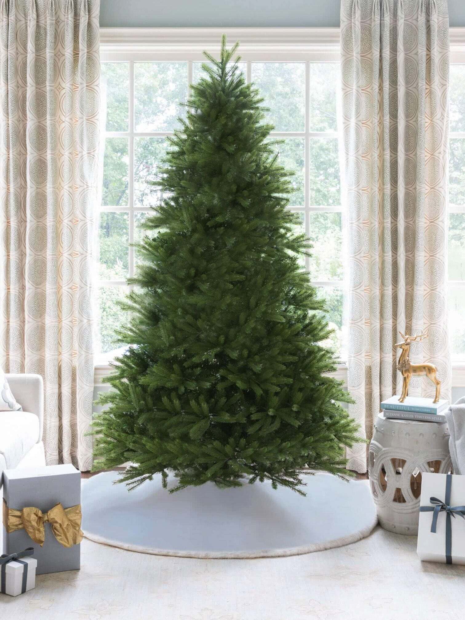 10' King Fraser Fir Quick-Shape Artificial Christmas Tree with 1600 Warm White & Multi-Color LED Lights