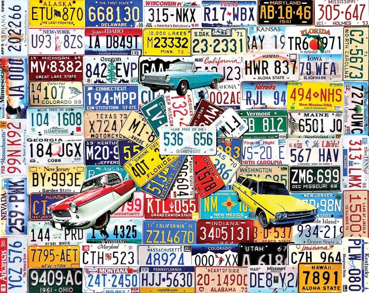 License Plates (961pz) - 1000 Piece Jigsaw Puzzle