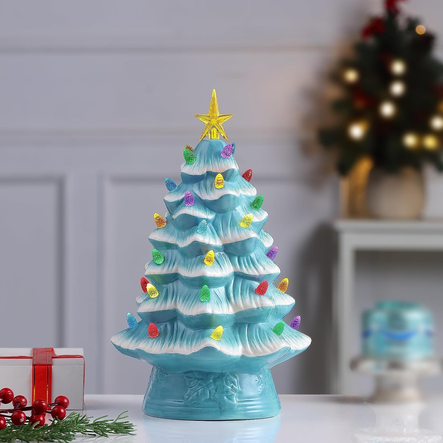 Mr. Christmas Nostalgic Ceramic Christmas Tree with LED Lights Indoor