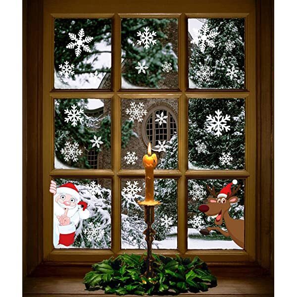 320pcs Christmas snowflakes window clings decals winter wonderland decorations ornaments party supplies 9 sheets