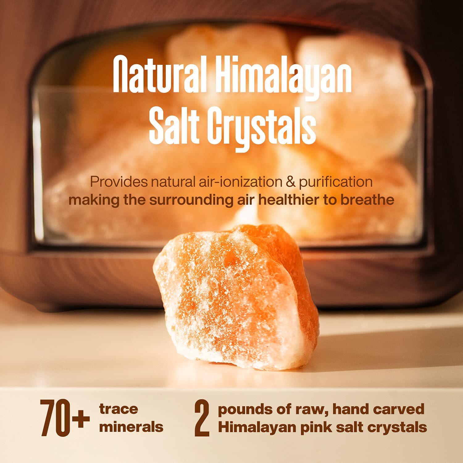 Himalayan Pink Salt Diffuser – 400ml Ultrasonic Atomizer and Ionizer with Ambient Light