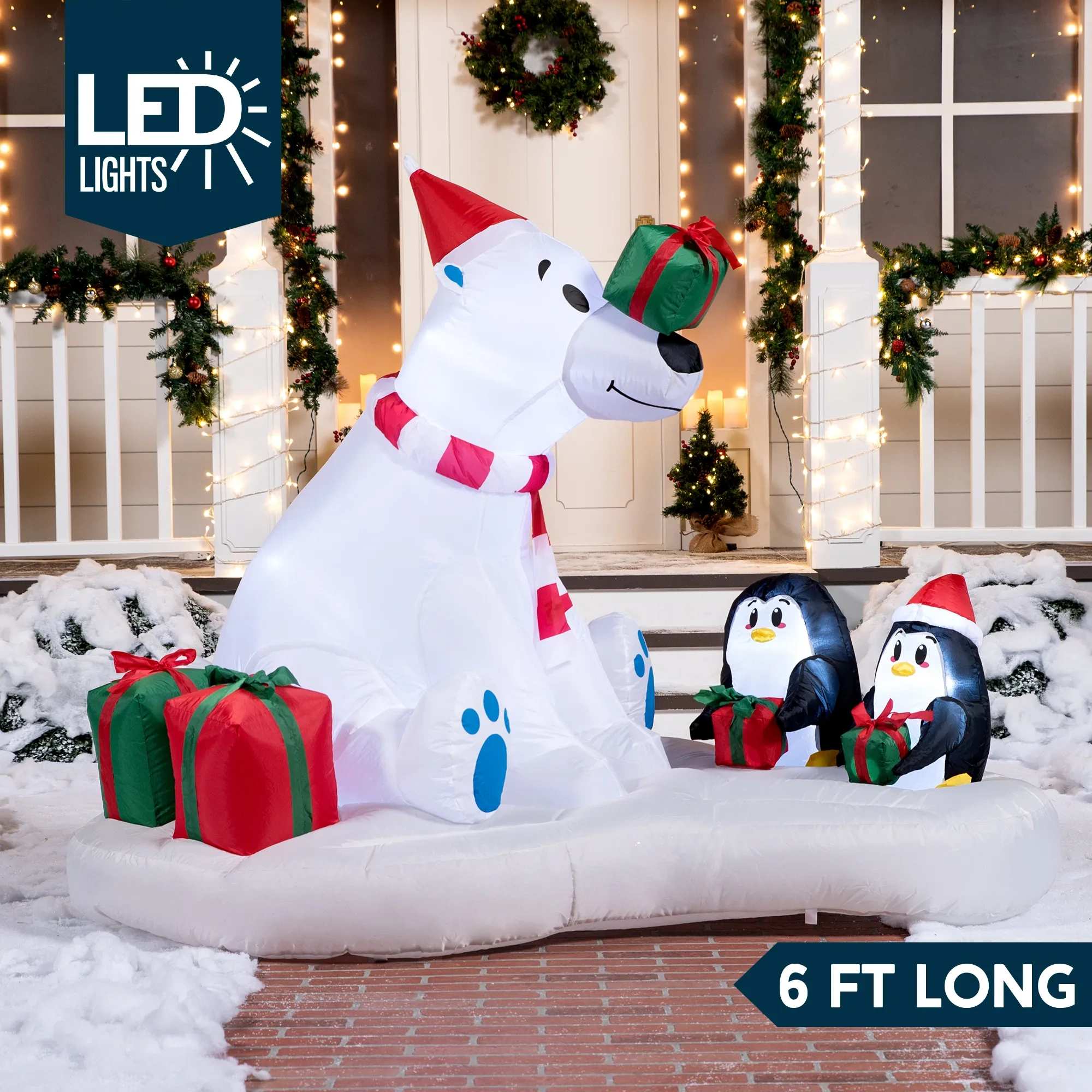 6ft LED Polar Bear Christmas Inflatable Decoration