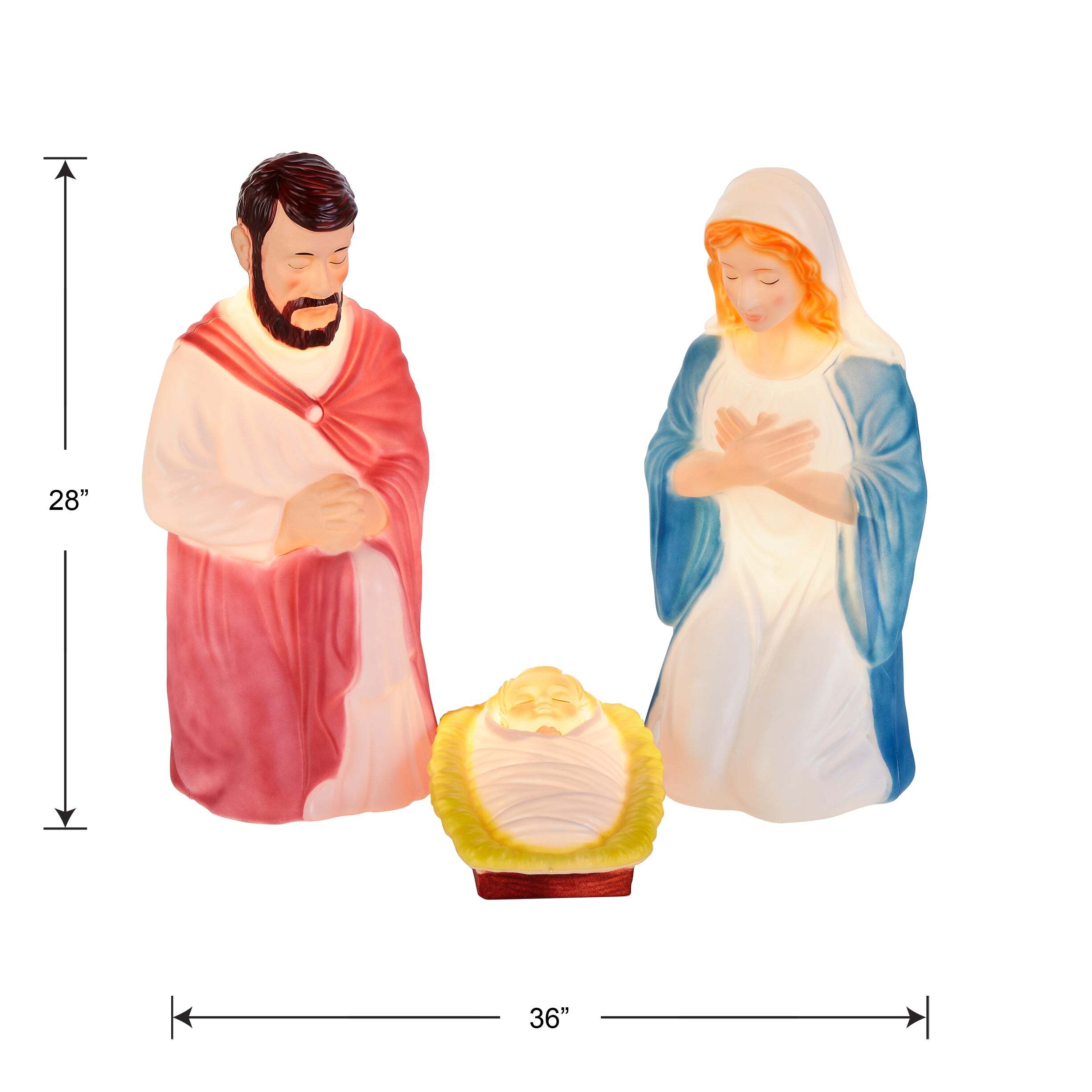 National Tree Company Mary, Joseph and Jesus Nativity Scene, Lights Inside, Plug In, Christmas Collection, 28 Inches