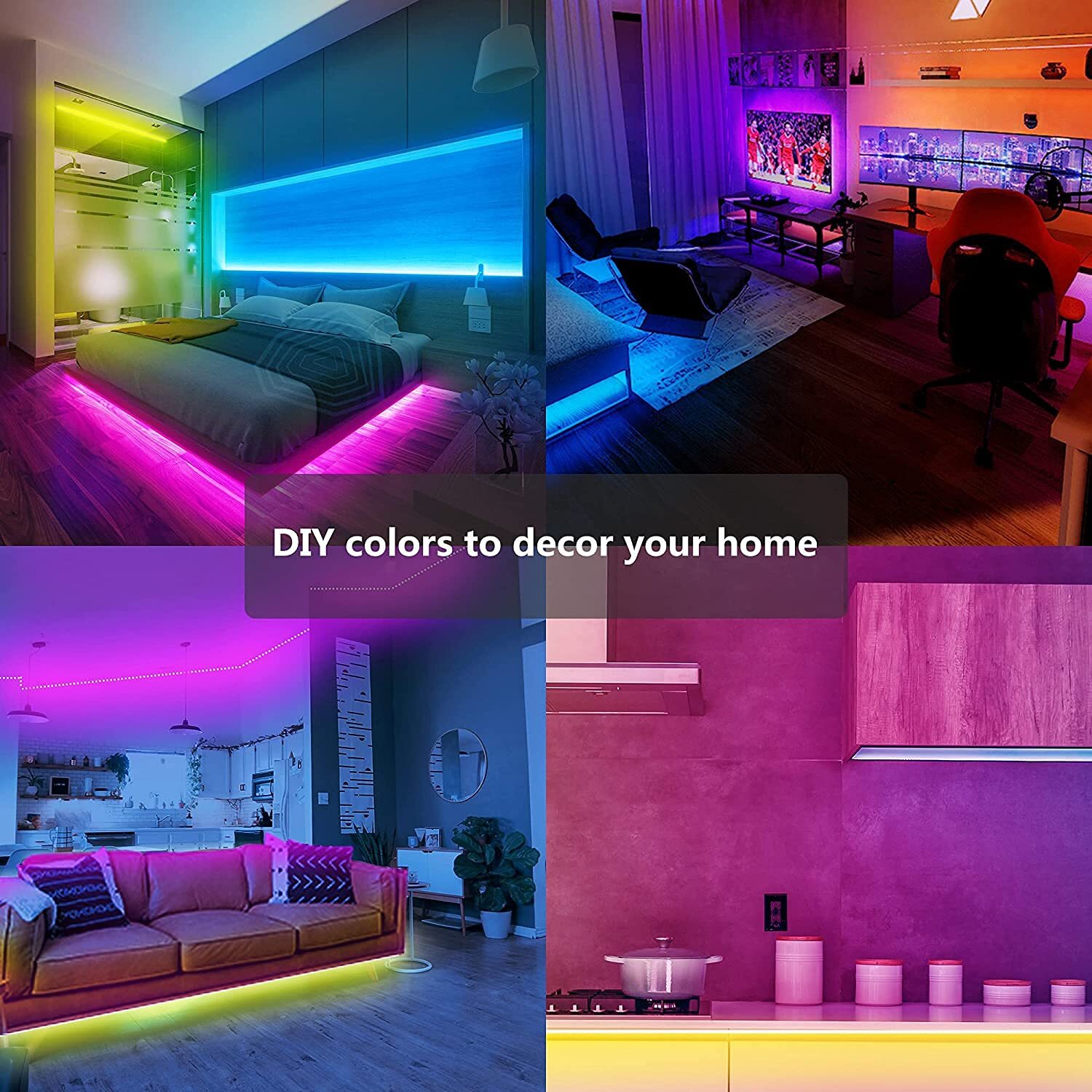 GUPUP 150 feet (about 150 meters) LED light strip, rope light, Bluetooth app control, color changing light strip, light and music synchronization