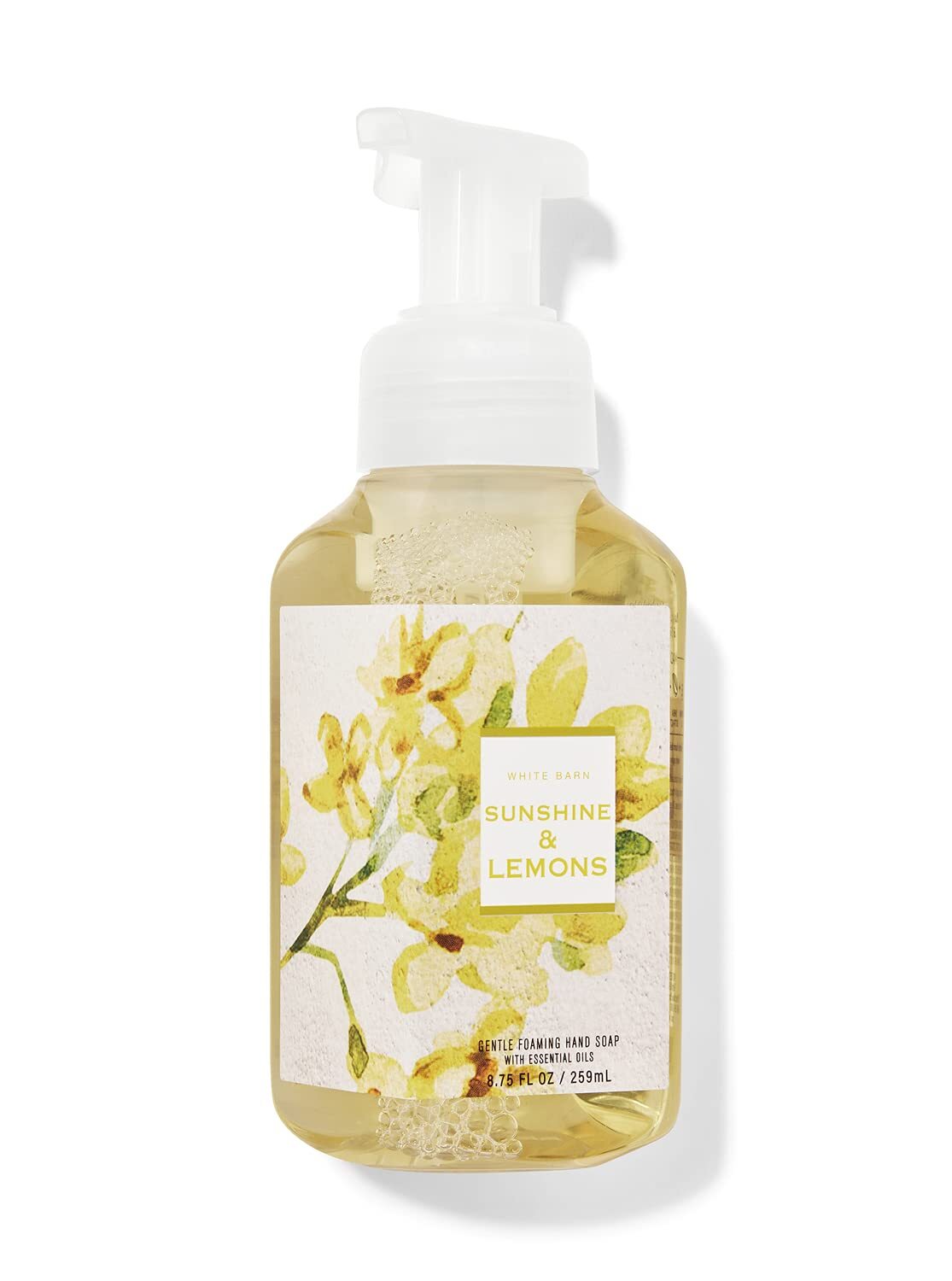 Bath and Body Works White Barn Sunshine and Lemons Gentle Foaming Hand Soap wash 8.75 Ounce Yellow Bottle