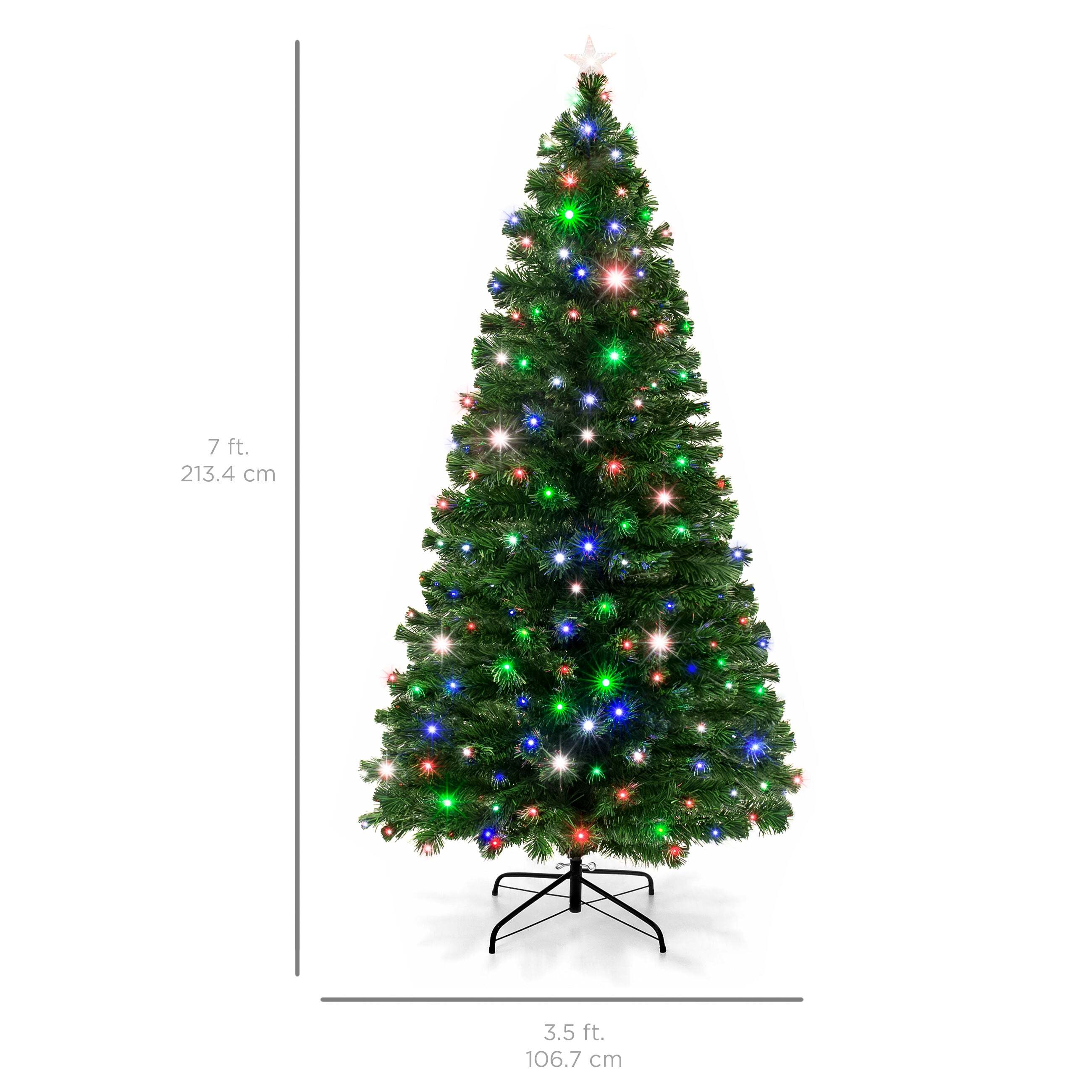 7ft Fiber Optic Artificial Christmas Pine Tree w/ 280 Lights, Stand