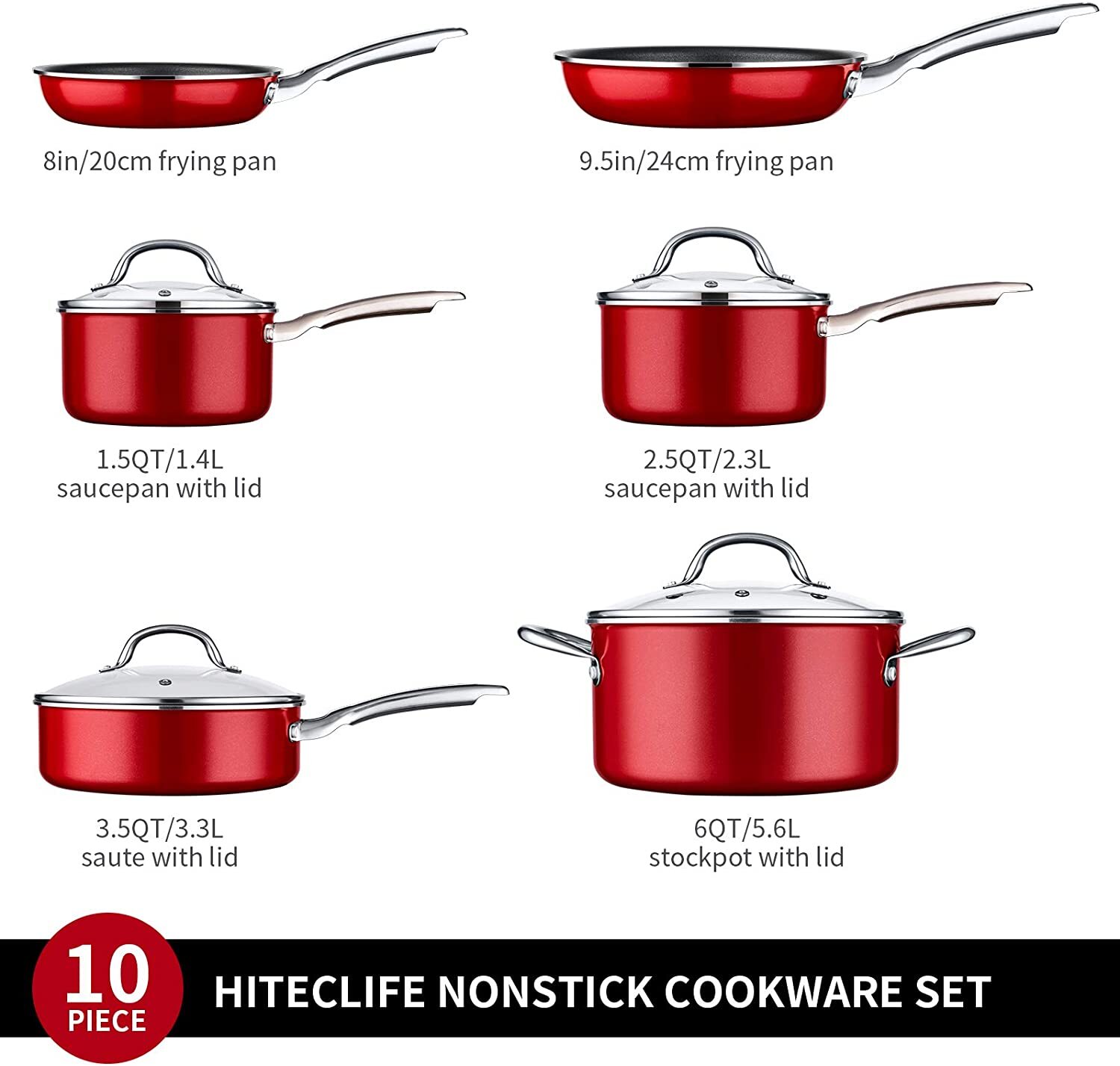 10 pieces Cookware Sets, Nonstick Pots and Pans Set Marshalls