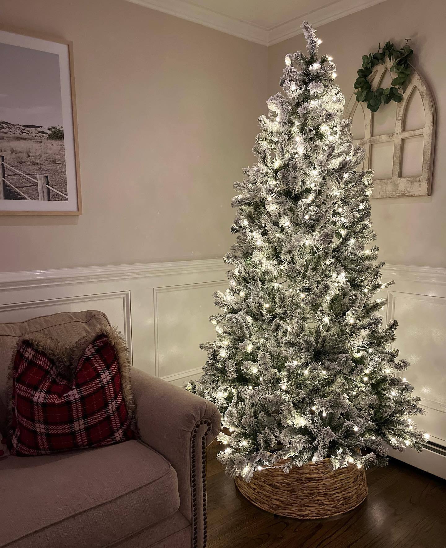 7' Prince Flock® Artificial Christmas Tree with 400 Warm White LED Lights