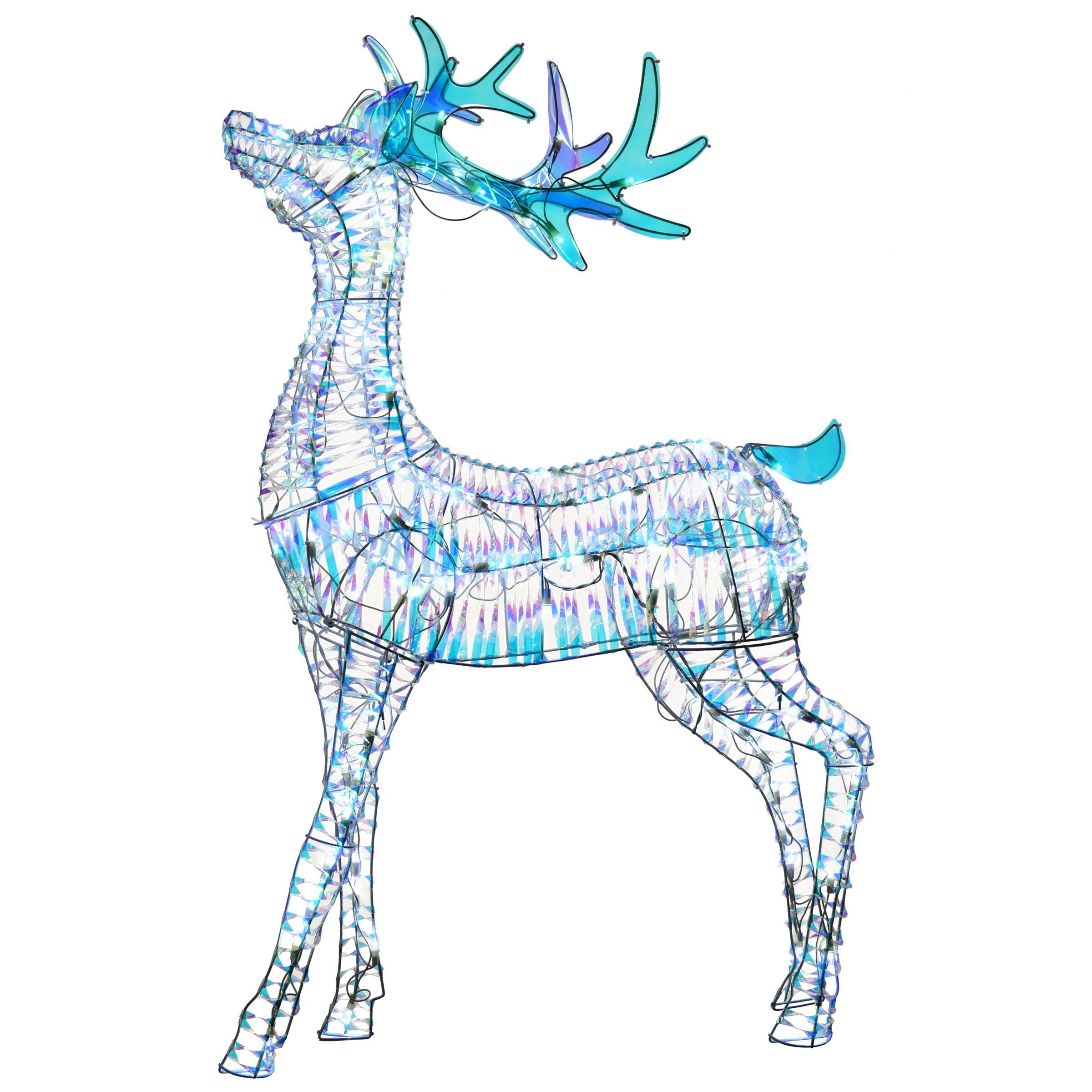 National Tree Company Pre Lit Iridescent Reindeer Decoration, Cool White LED Lights, Plug In, Christmas Collection, 48 Inches