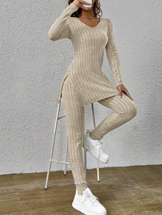 Ladies Long Sleeve Plain Lounge Wear Set Casual Comfy Two Piece Womens  Tracksuit