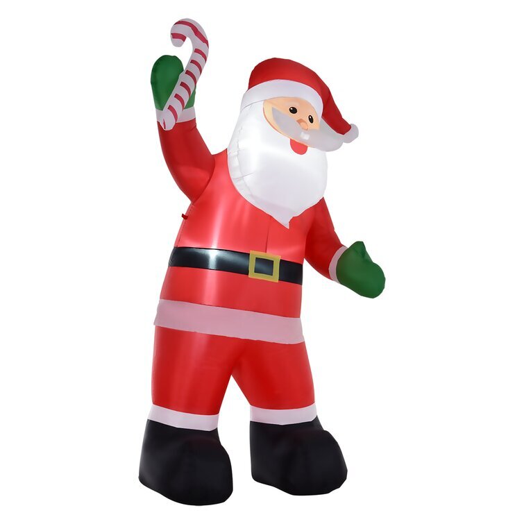Smiling Santa with Candy Cane Inflatable