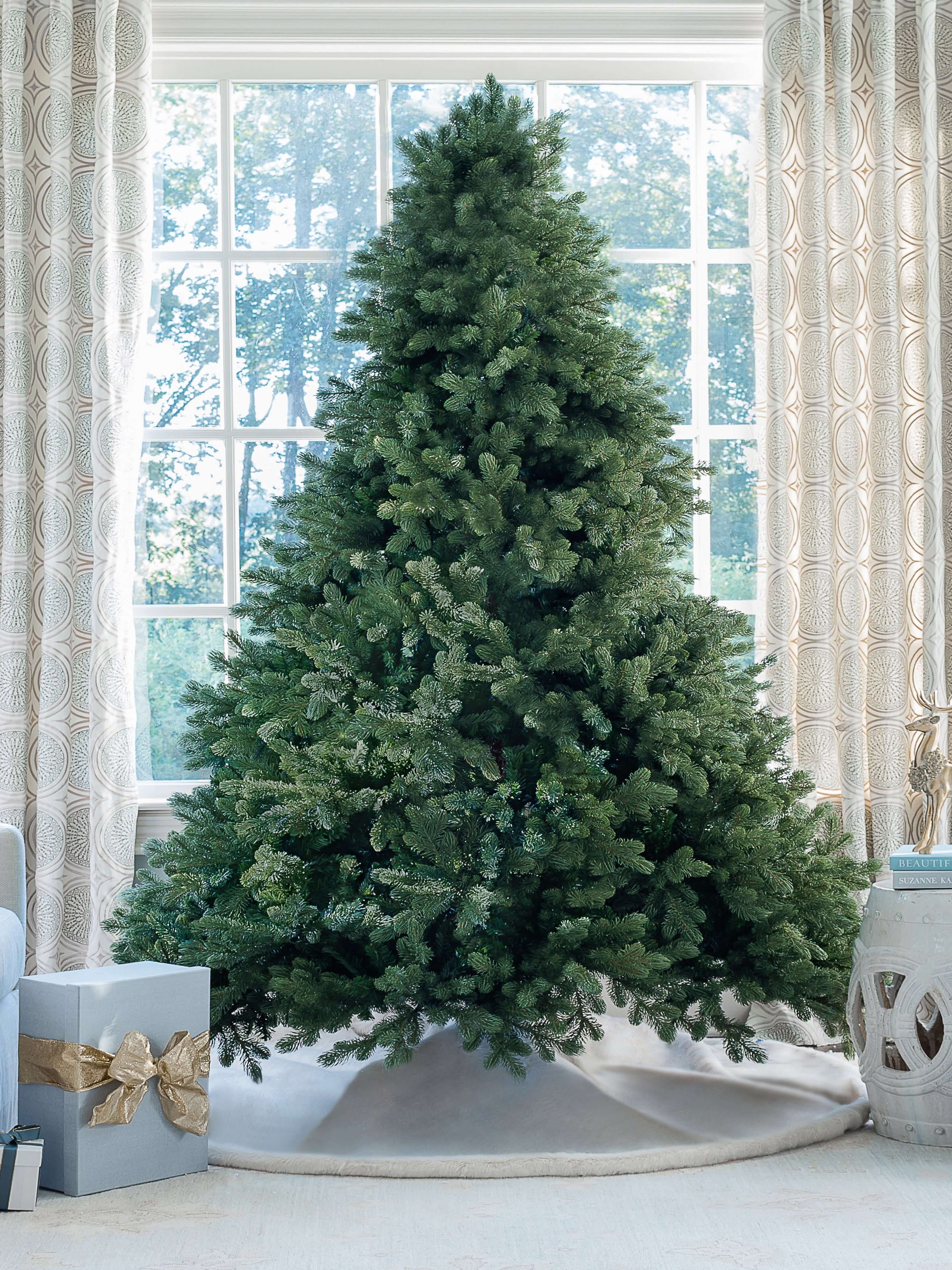 8' Cypress Spruce Quick-Shape Artificial Christmas Tree with 1500 Warm White & Multi-Color LED Lights