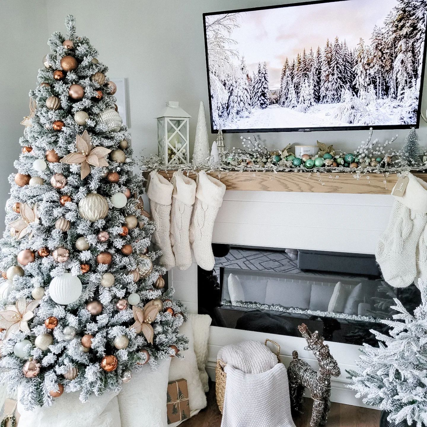 7' Prince Flock® Artificial Christmas Tree with 400 Warm White LED Lights