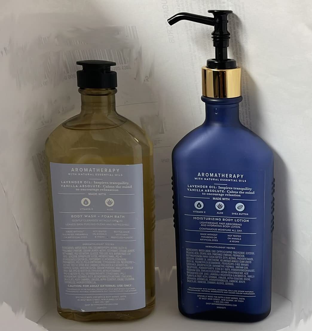 Bath & Body Works Aromatherapy Sleep - Lavender + Vanilla Body Lotion, 6.5 Fl Oz + Body Wash & Foam Bath, 10 Fl Oz