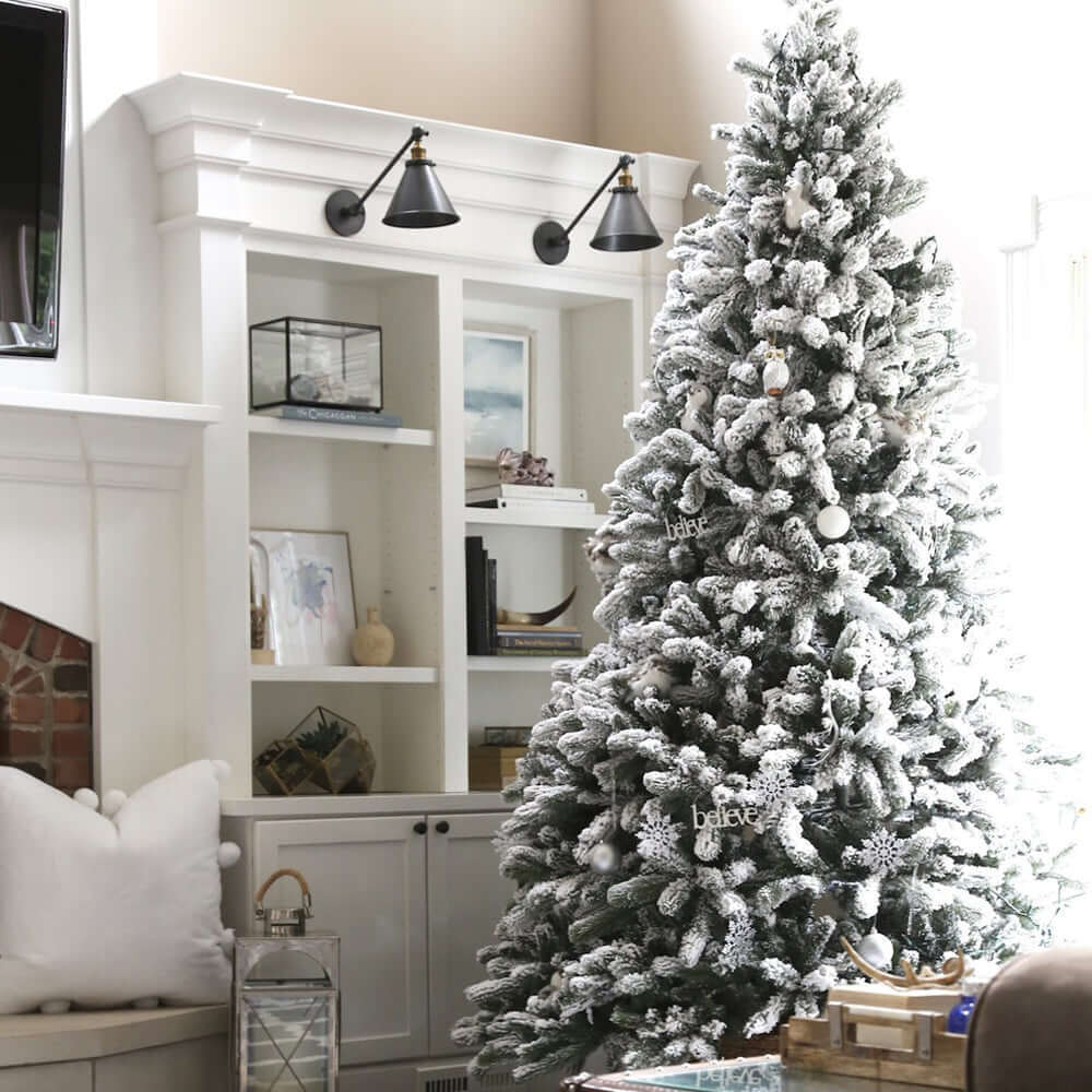 9' King Flock® Artificial Christmas Tree Unlit