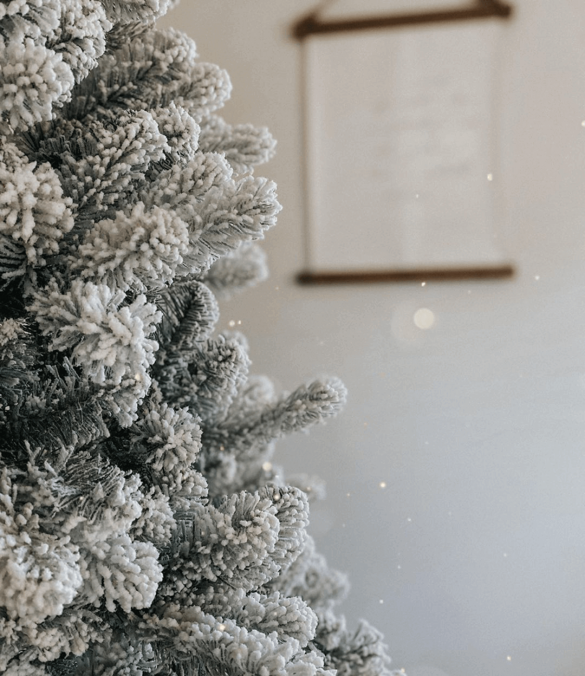 8' King Flock® Artificial Christmas Tree Unlit