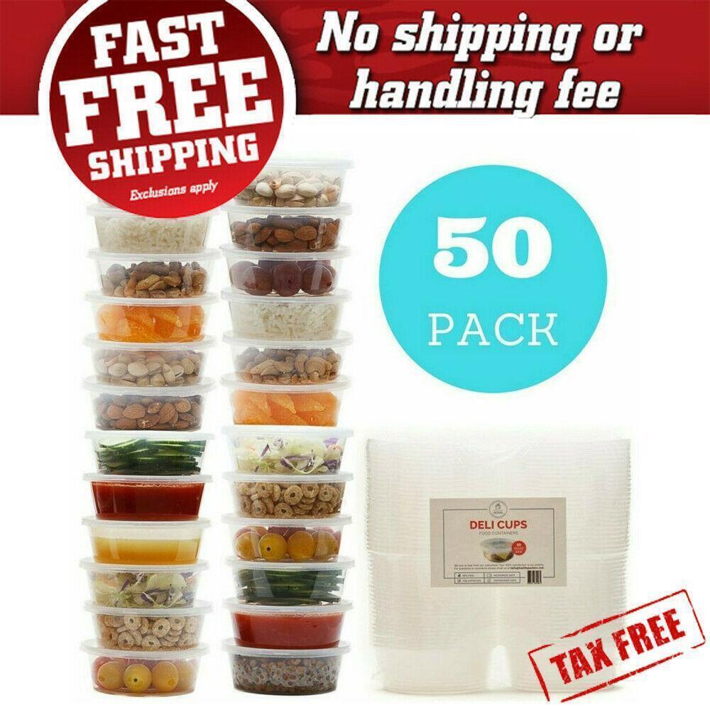 50 PCS 8oz Plastic Food Storage Containers with Lids-Restaurant Deli Cups,