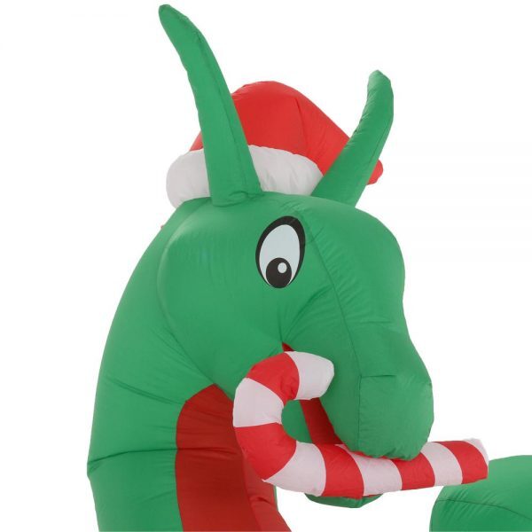 9 ft animated inflatable kaleidoscope dragon with santa hat