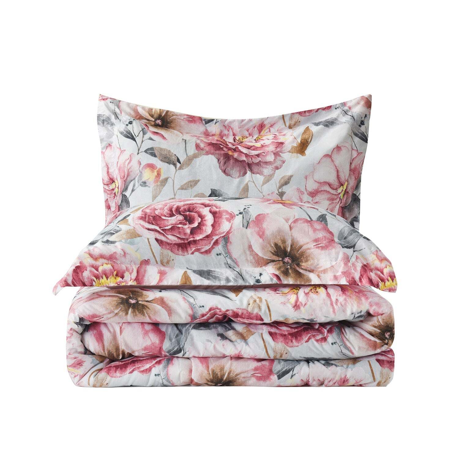 HIG 3 Pieces Botanical Floral Printed Comforter Set with Peony Flowers