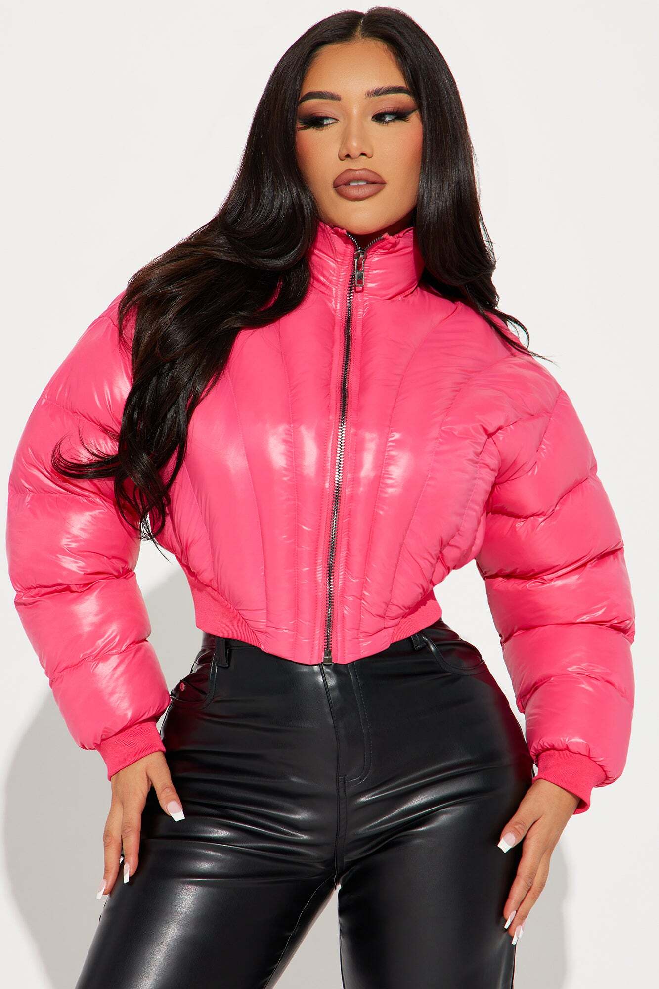 The Legend Quilted Puffer Jacket Pink Celeor