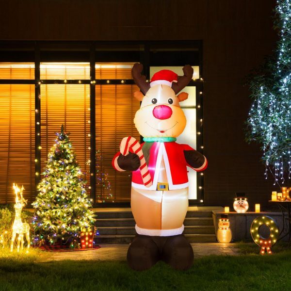 8 ft lighted inflatable reindeer decor