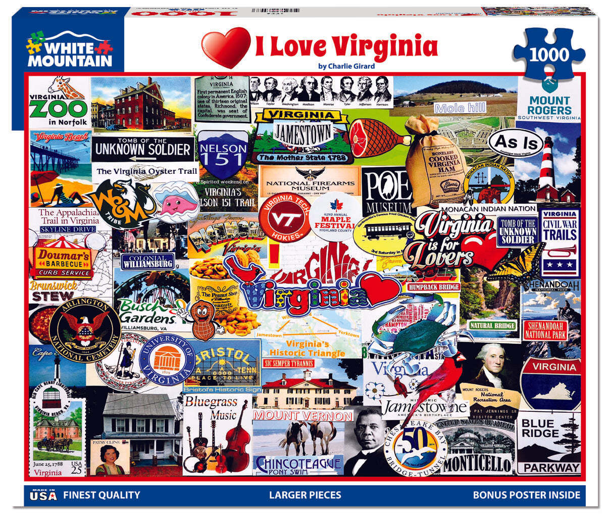 I Love Virginia (1779pz) - 1000 Piece Jigsaw Puzzle