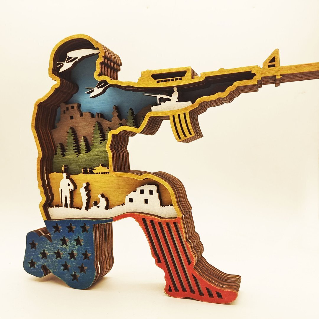 HOT SALE - American Flag Soldier Carving Handcraft Gift
