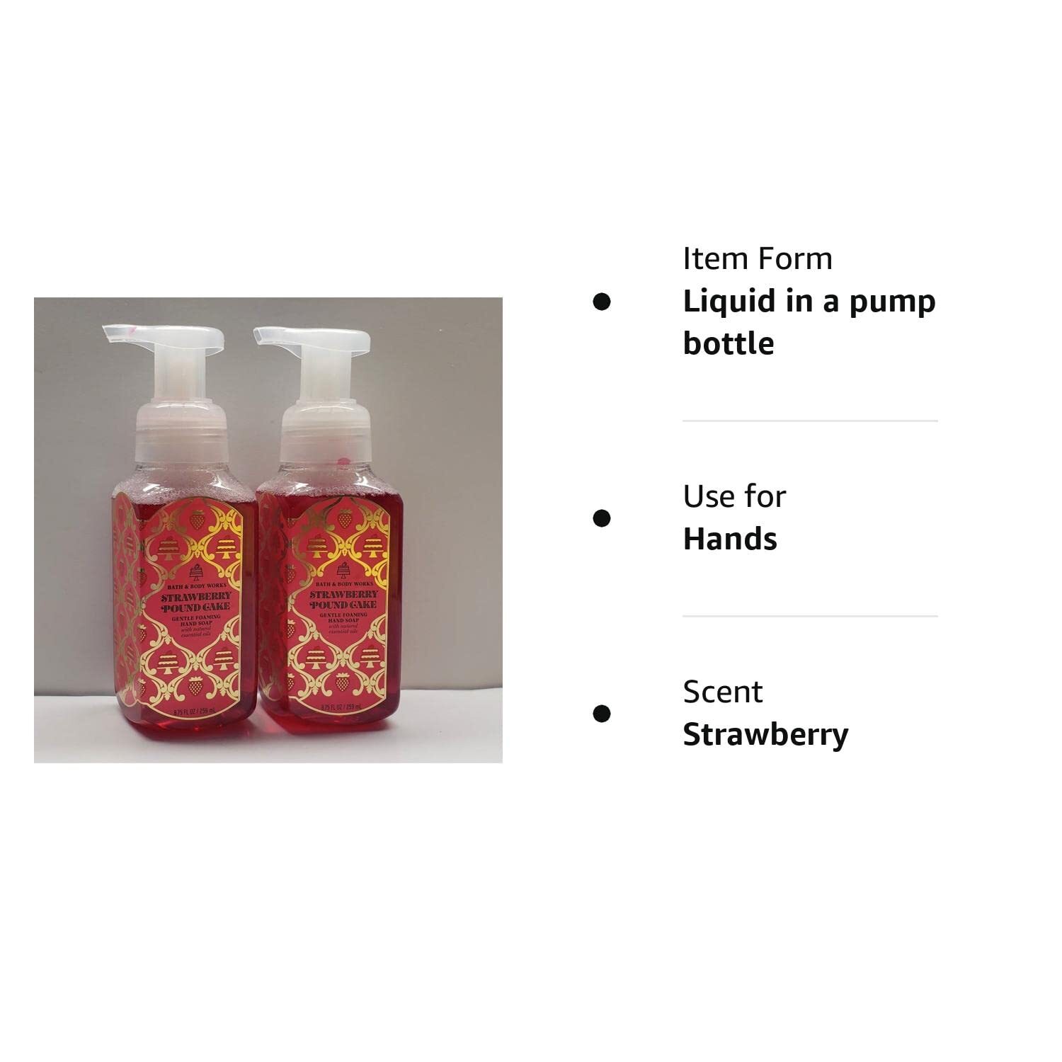 Bath and Body Works Strawberry Pound Cake Gentle Foaming Hand Soap, 2-Pack 8.75 Ounce (Strawberry Pound Cake)