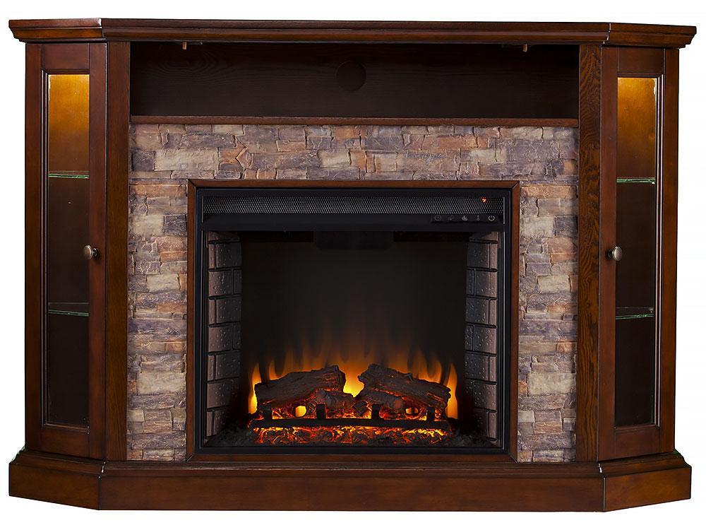 Wall/Corner Electric Fireplace TV Stand in Espresso Winter Clearance Sale