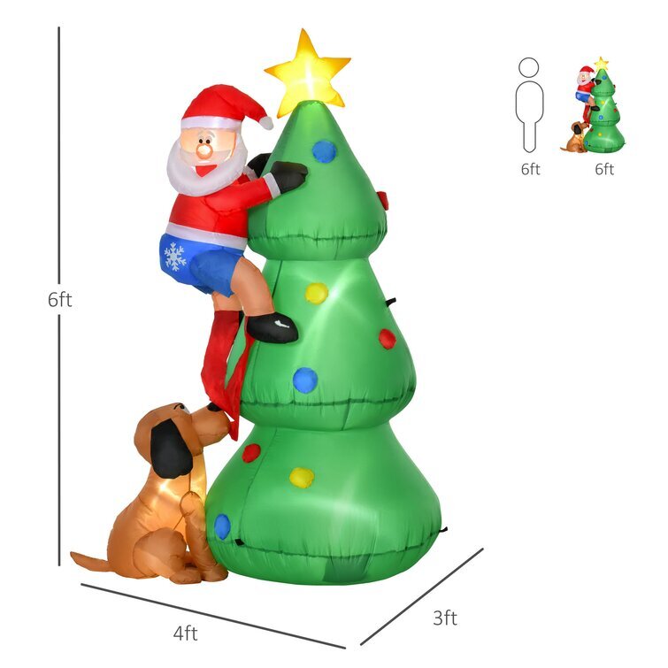 Christmas Tree with Santa Claus Dog Inflatable