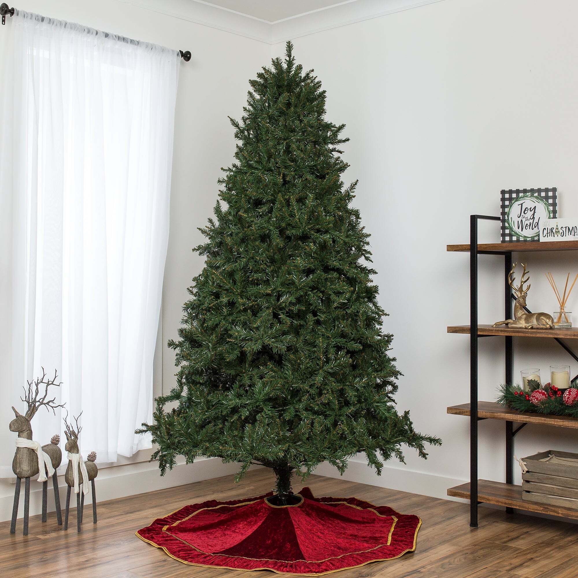 Hinged Douglas Full Fir Artificial Christmas Tree w/ Metal Stand