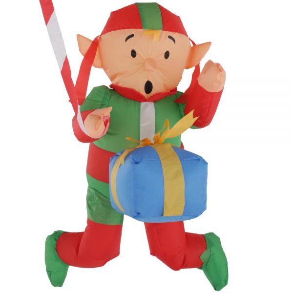 Christmasanimated inflatable santa and elves in an animated helicopte