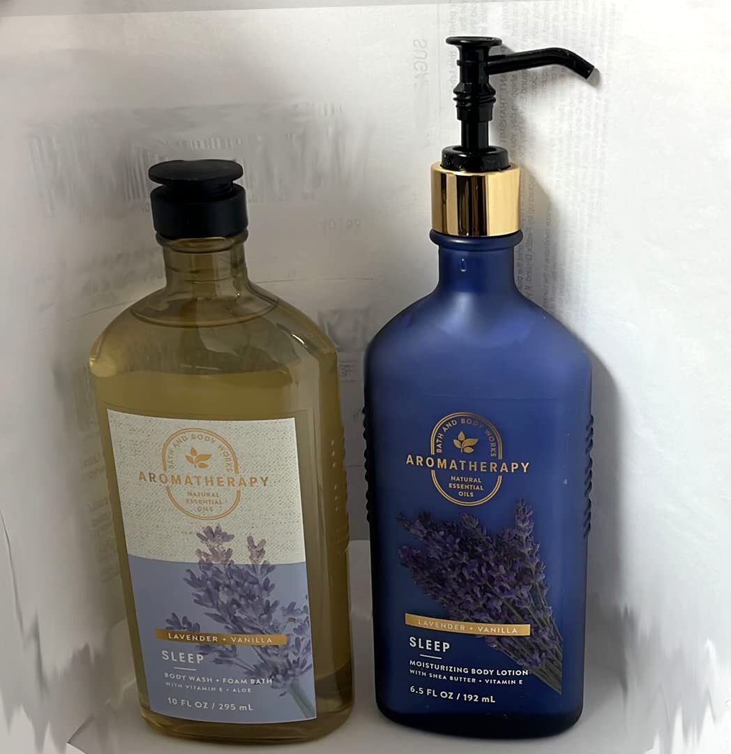 Bath & Body Works Aromatherapy Sleep - Lavender + Vanilla Body Lotion, 6.5 Fl Oz + Body Wash & Foam Bath, 10 Fl Oz