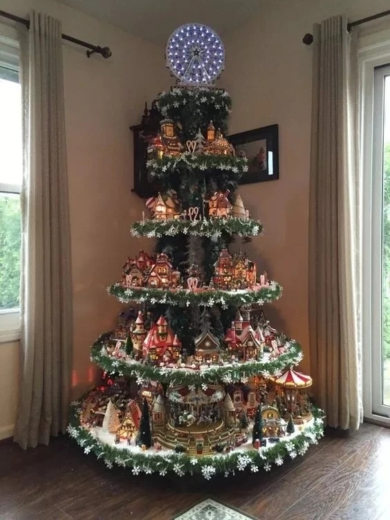 🎄Ferris wheel Christmas tree (with trains, Ferris wheel, brightly lit
