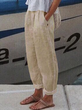 Vacation Casual Loosen Cotton Linen Solid Pants（⚡Clearance Sale）