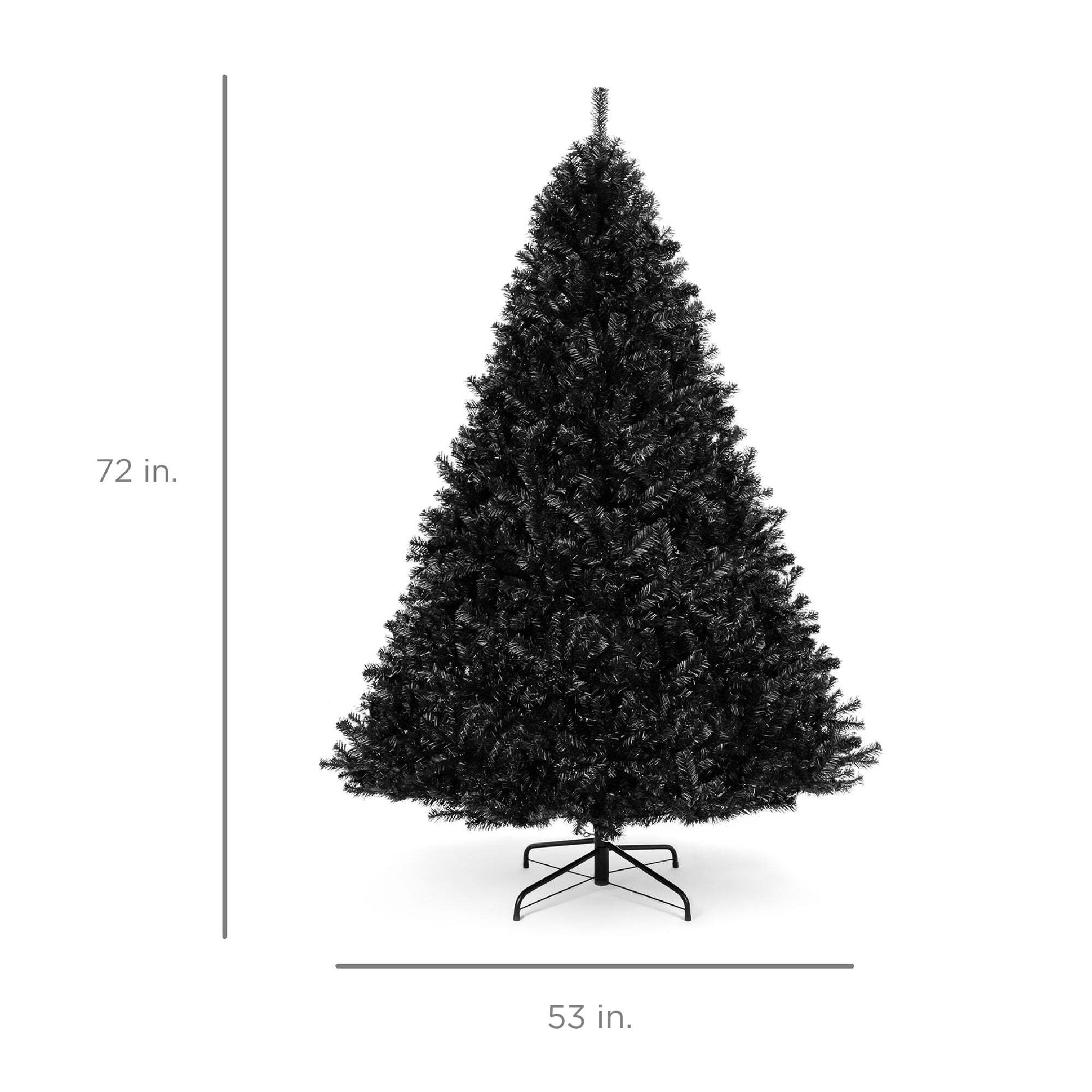 Black Artificial Christmas Tree w/ Easy Assembly, Foldable Metal Stand ...