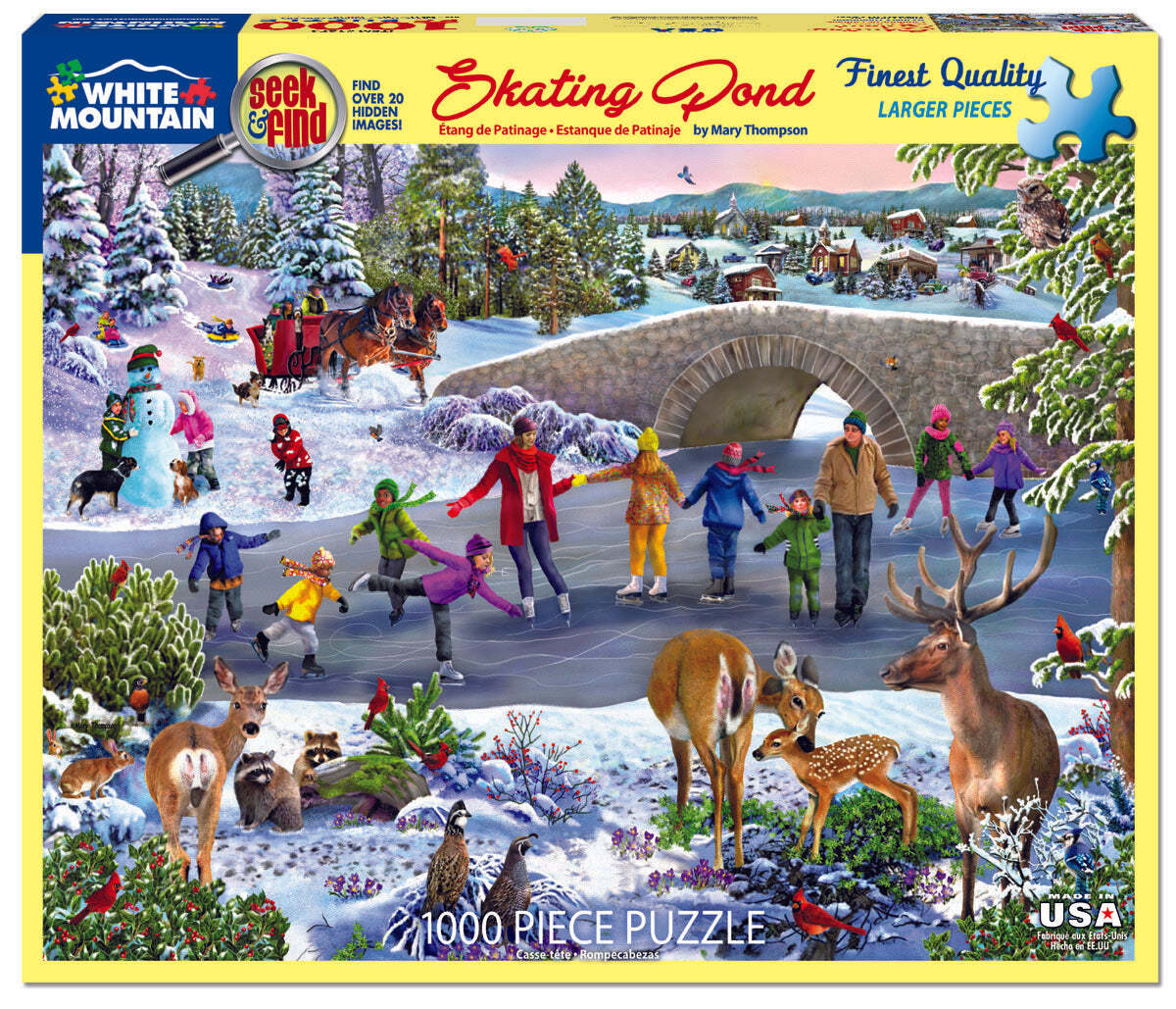 Skating Pond - Seek & Find (1674pz) - 1000 Piece Jigsaw Puzzle