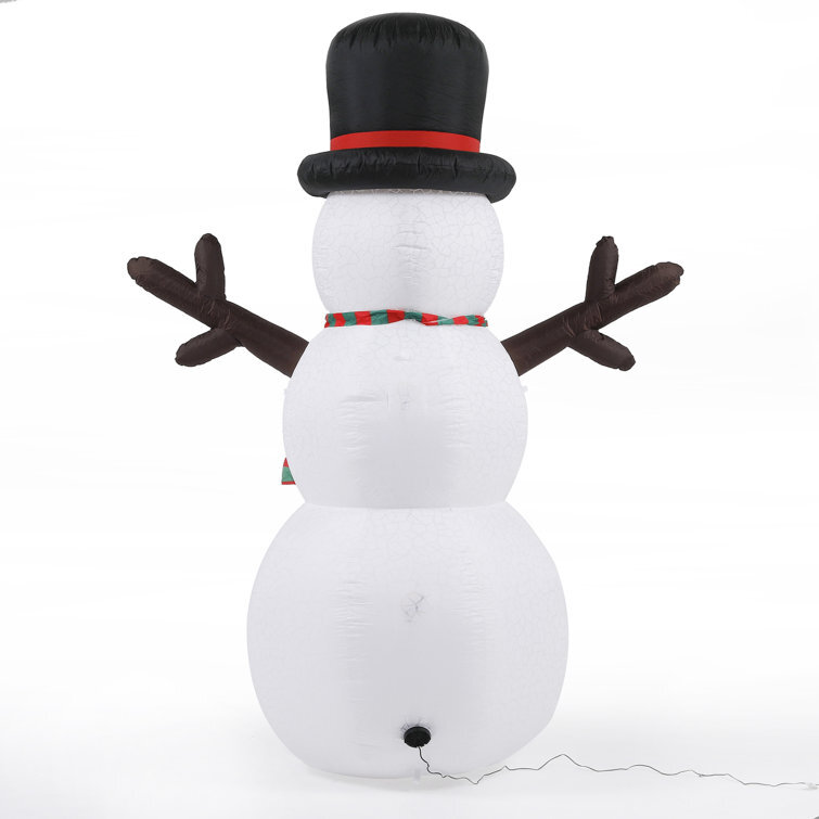 Inflatable 8ft Outdoor Snowman Christmas Yard Decoration, with Flashing Disco Lights