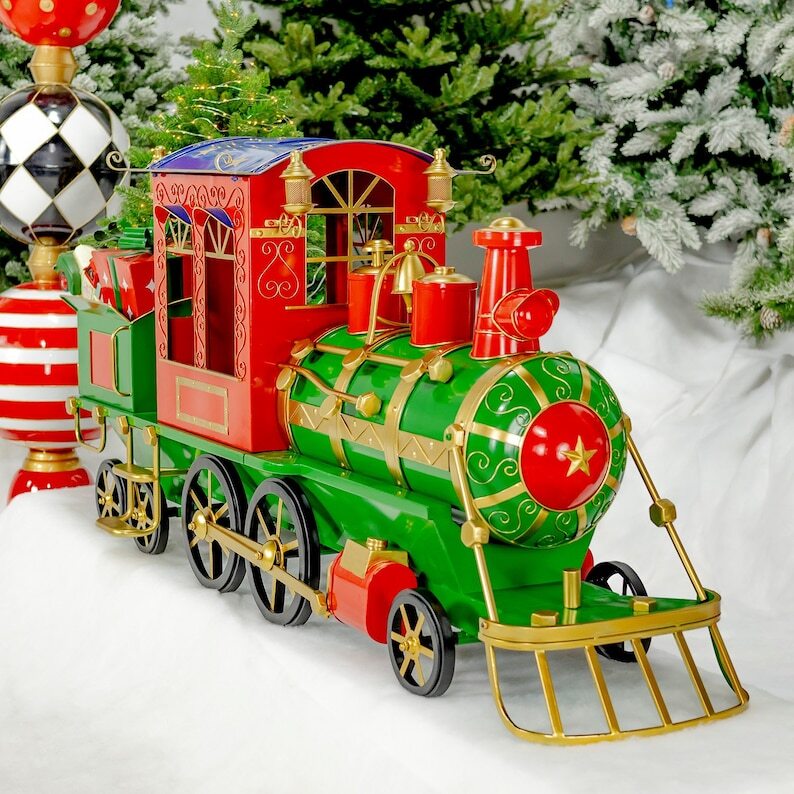 Large Metal Christmas Train Commercial Decoration