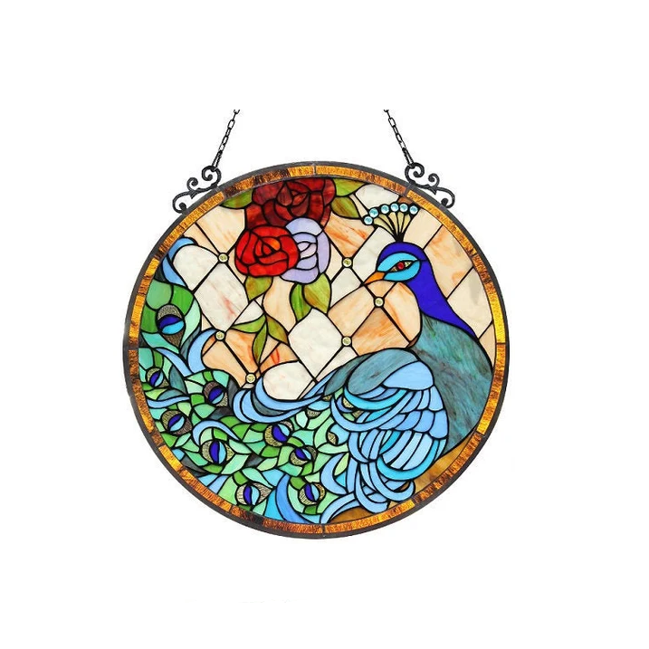 Peacock Stained Glass Window Panel DIYative™