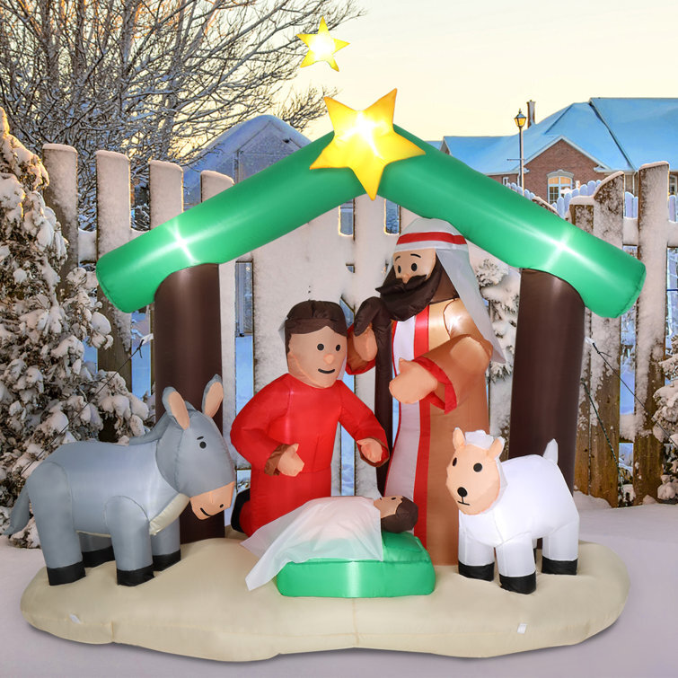 Christmas Snowy Night Nativity Scene Inflatable